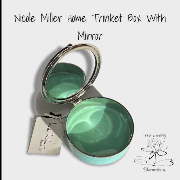 Nicole Miller Circular Trinket Box with Mirror - New with Tags - Picture 4 of 8